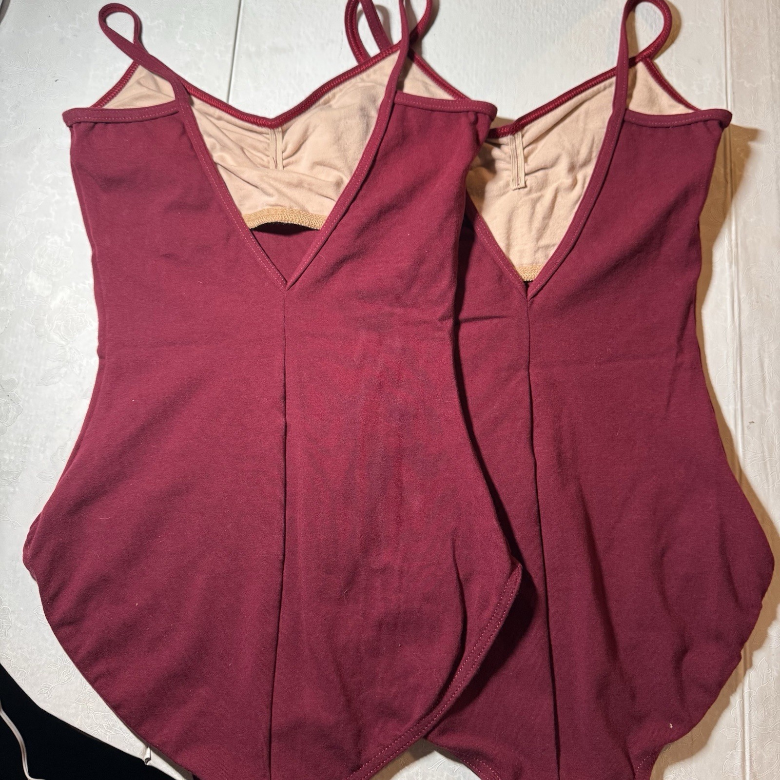 TWO Balera Dancewear 90% Cotton Burgundy Leotards Adult Size Small Womens Dance