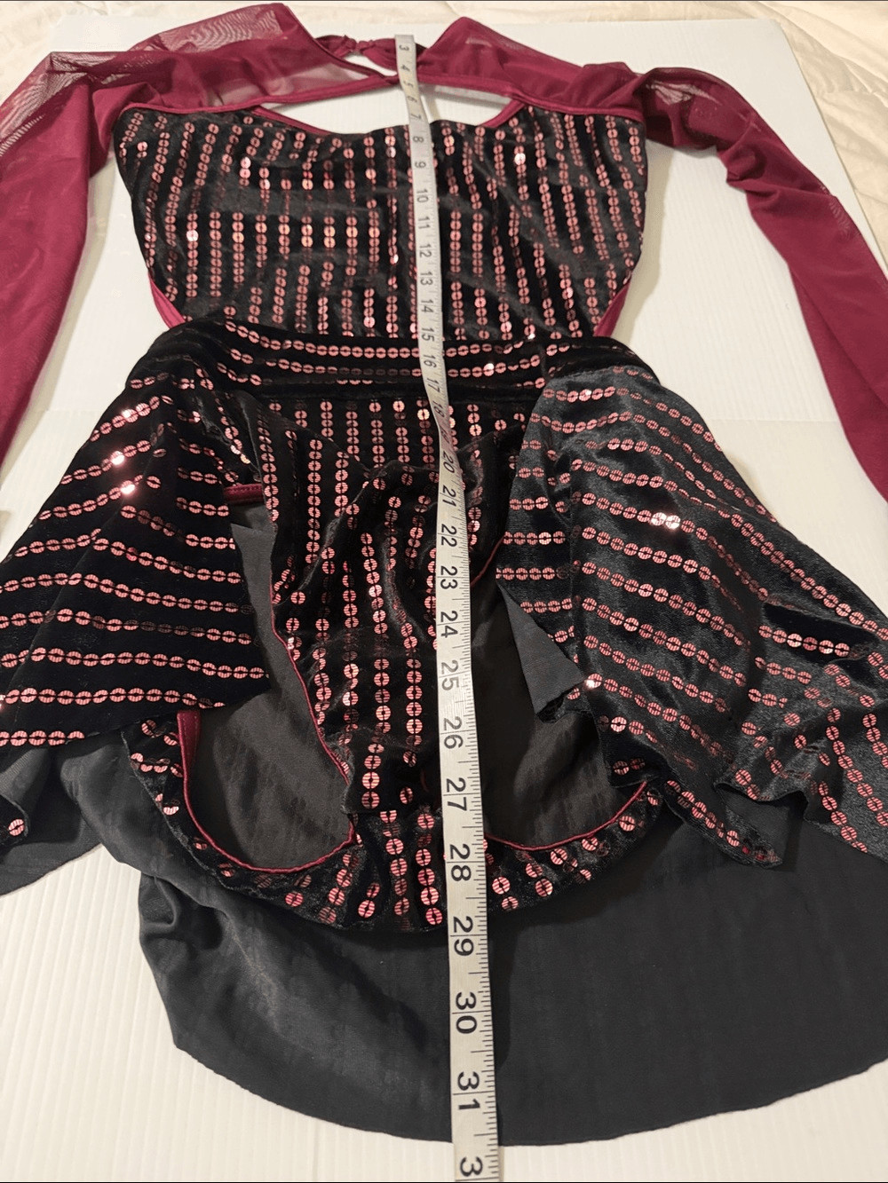Weissman Elite dance costume burgundy red velvet Need You Tonight D11810 MA