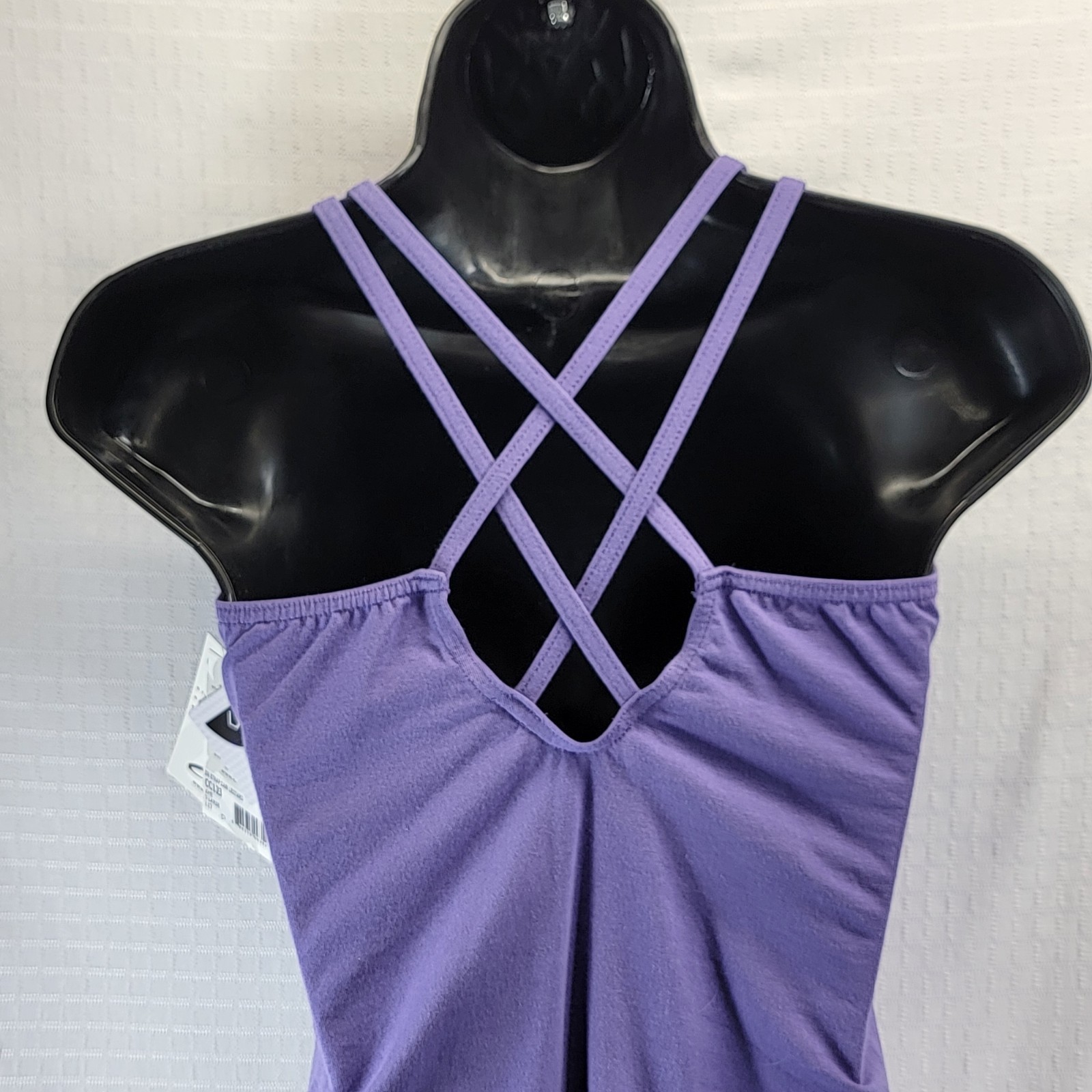 Capezio Purple Strap Cami Leotard Dbl Strap Camisole Leotard Crisscross Sz XLA