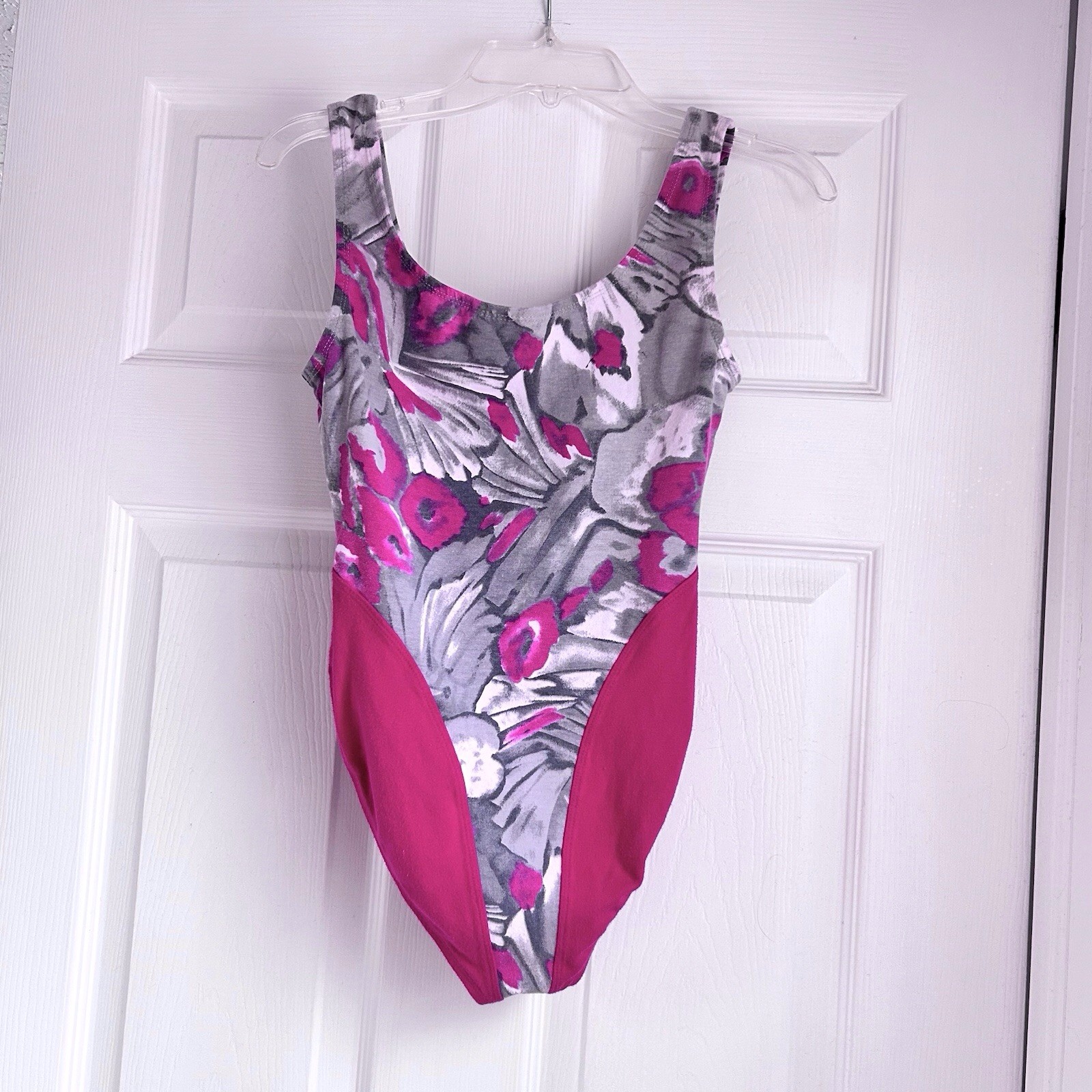 Jacques Moret 90’s Leotard High Leg Size Medium 10/12 Adult Fuschia Pink Cotton