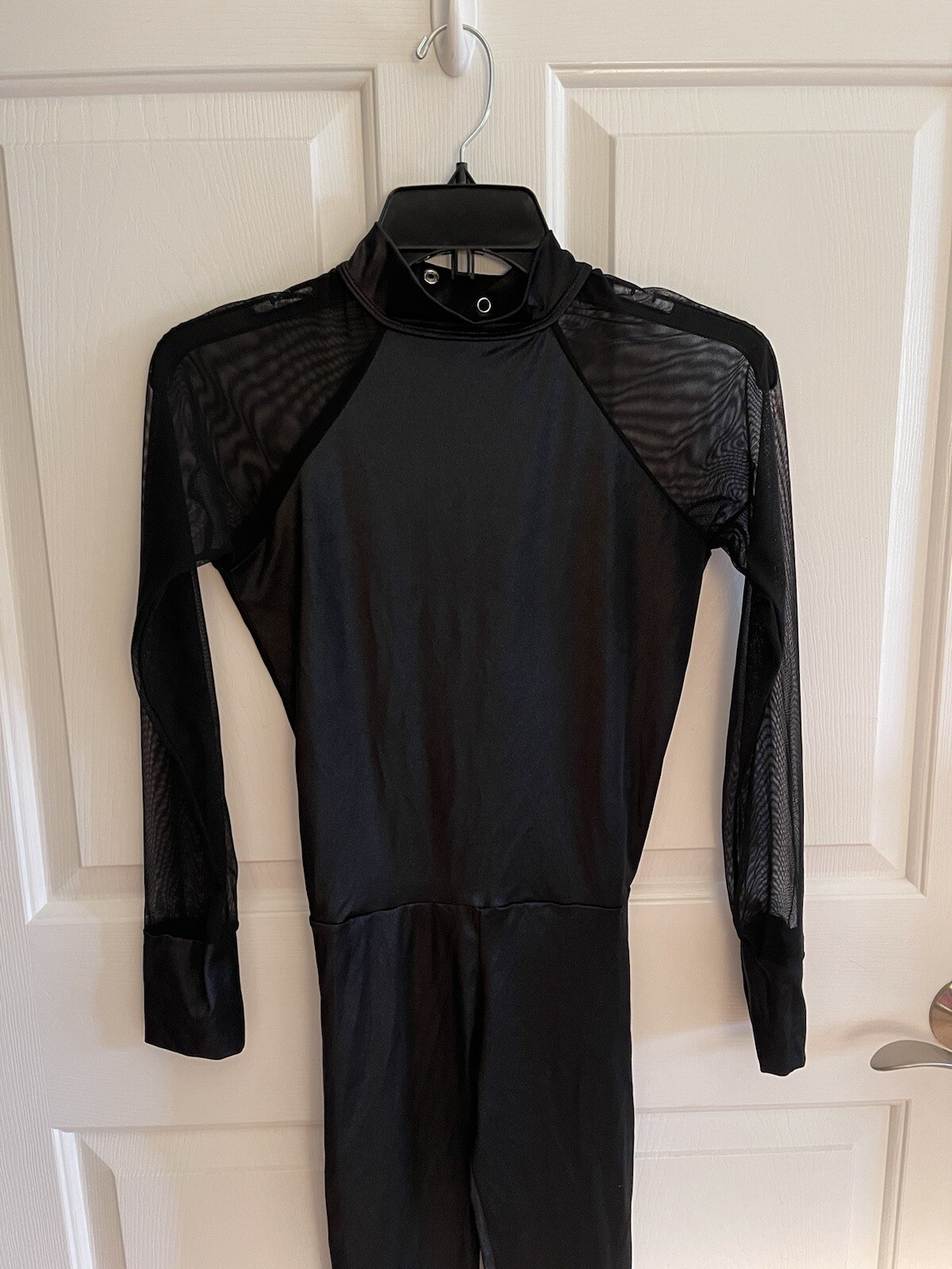 Kizzi Dancewear Black Mesh Long Sleeve Unitard, Open Back, Adult Medium **see