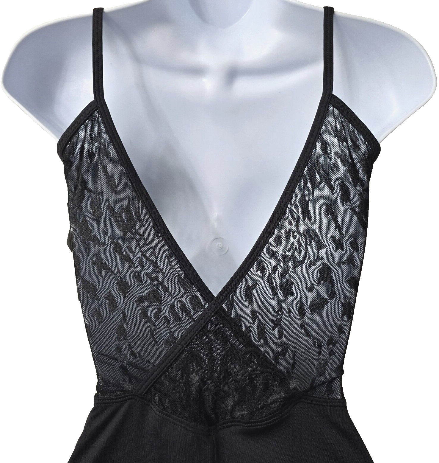 Eurotard Leotard Leo Lace Back AL L Adult Large Black Dance Gymnastics Modest