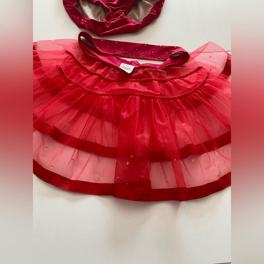Kelle solo dance costume red custom jazz feather FASHION FLOCK 5402 4389 SA