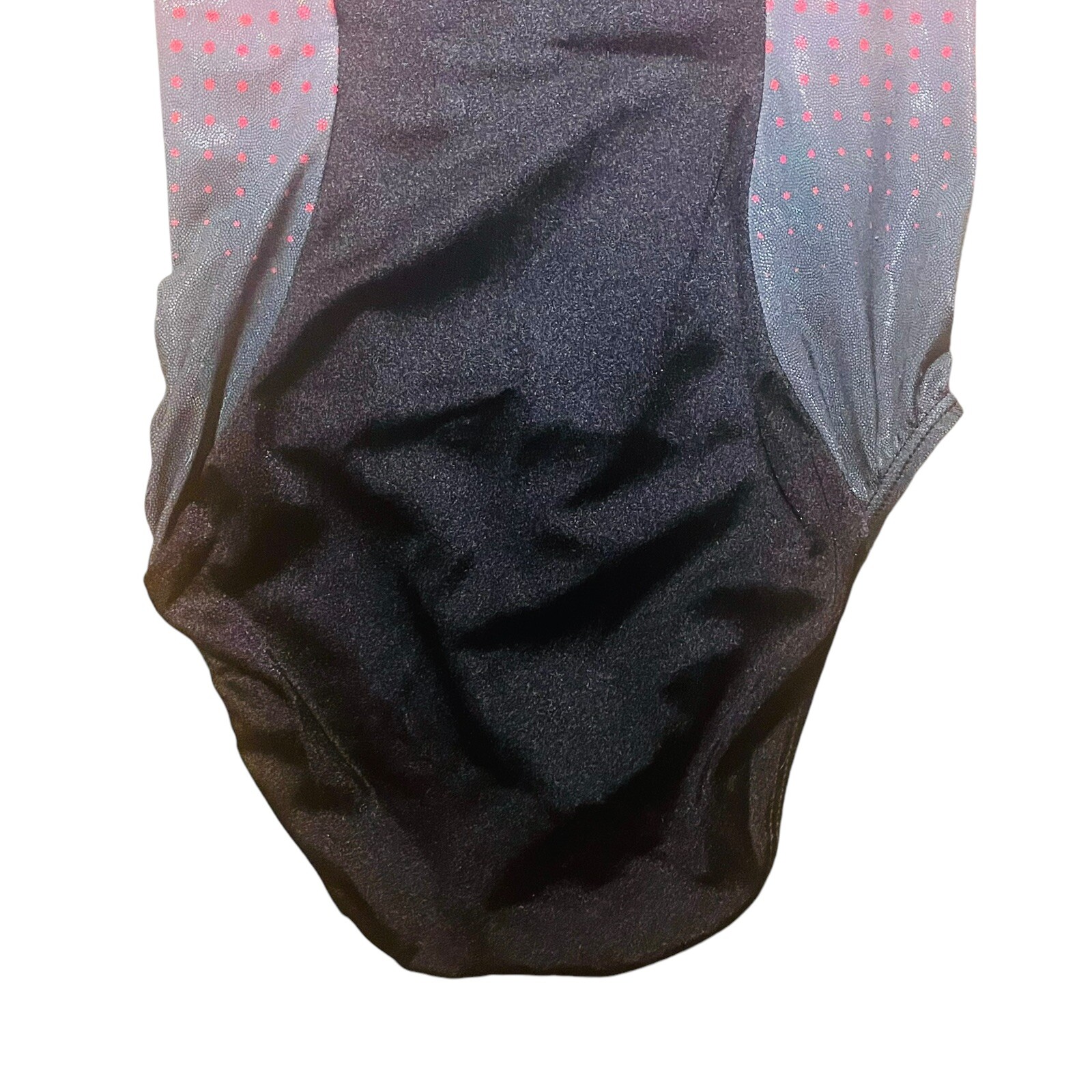GK Elite CPNY Rhinestone LEOTARD Gymnastics Dance Black Red Dots Adult S