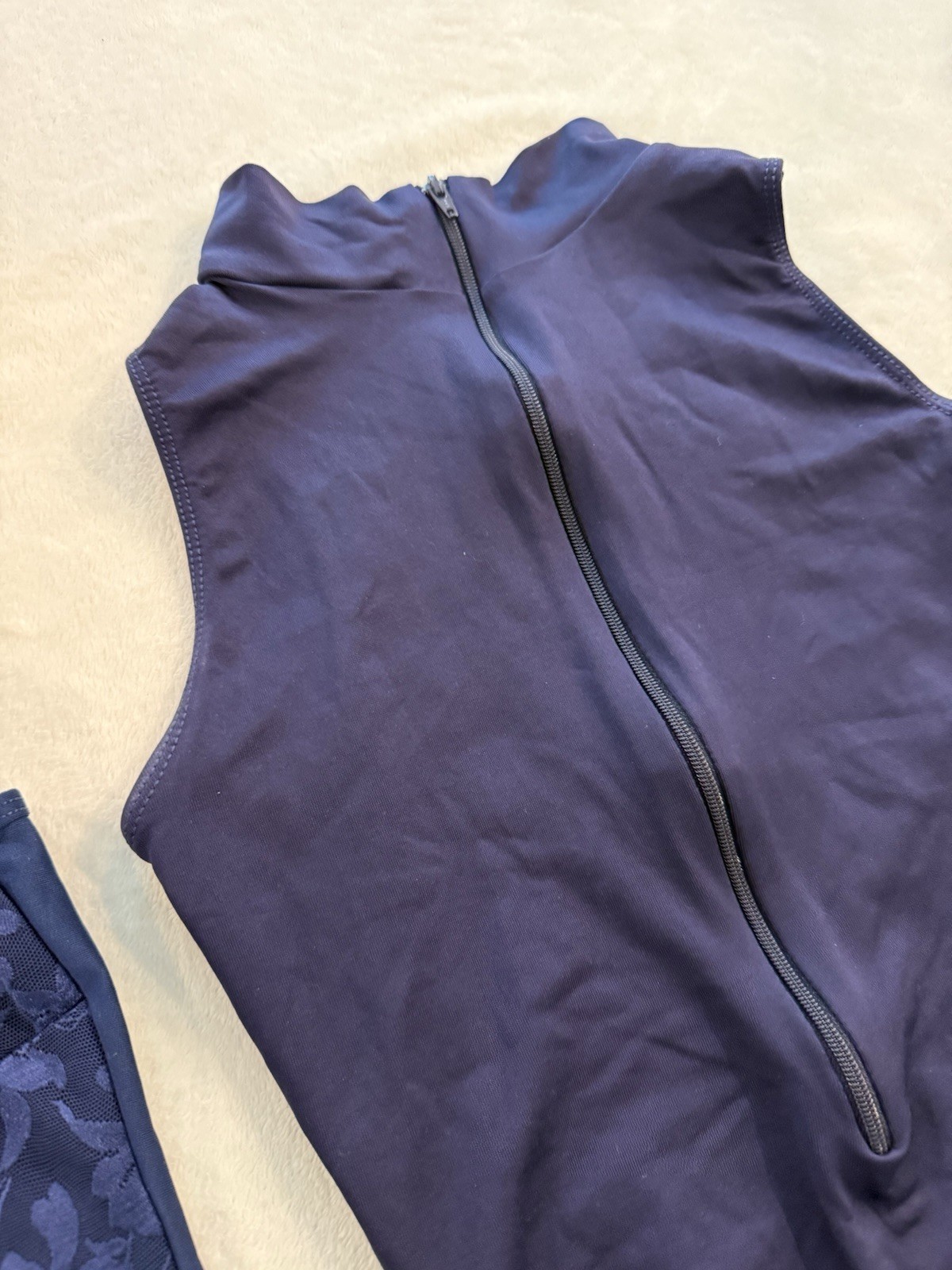 2 MotionWear Blue Leotards SMALL ADULT Lace & Zip Front Ballet Dance SA