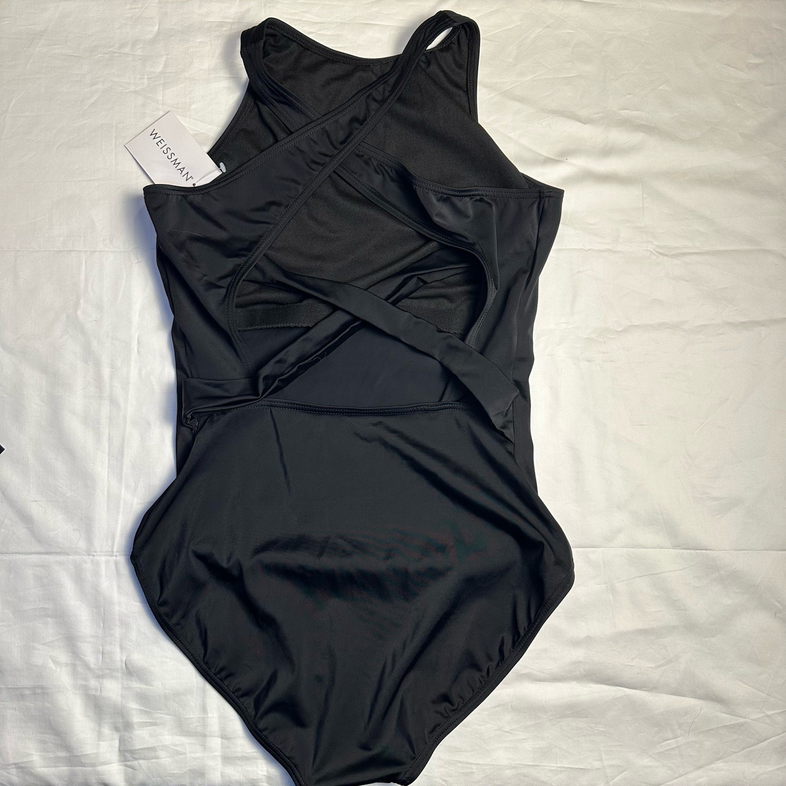 Weissman NWT Black Crisscross Back Tank Ballet Dance Leotard 14055 MA