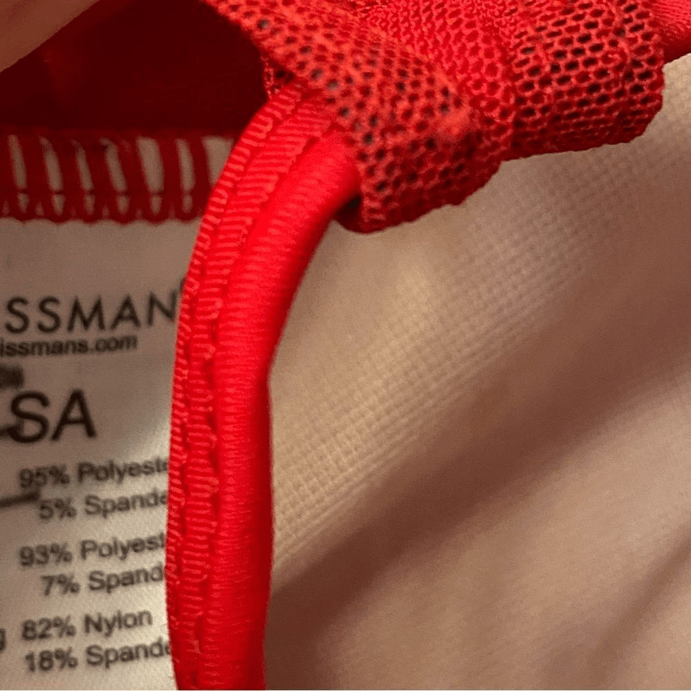 WEISSMAN Elite Dance Costume unitard mature faux leather red Debut 15882 SA