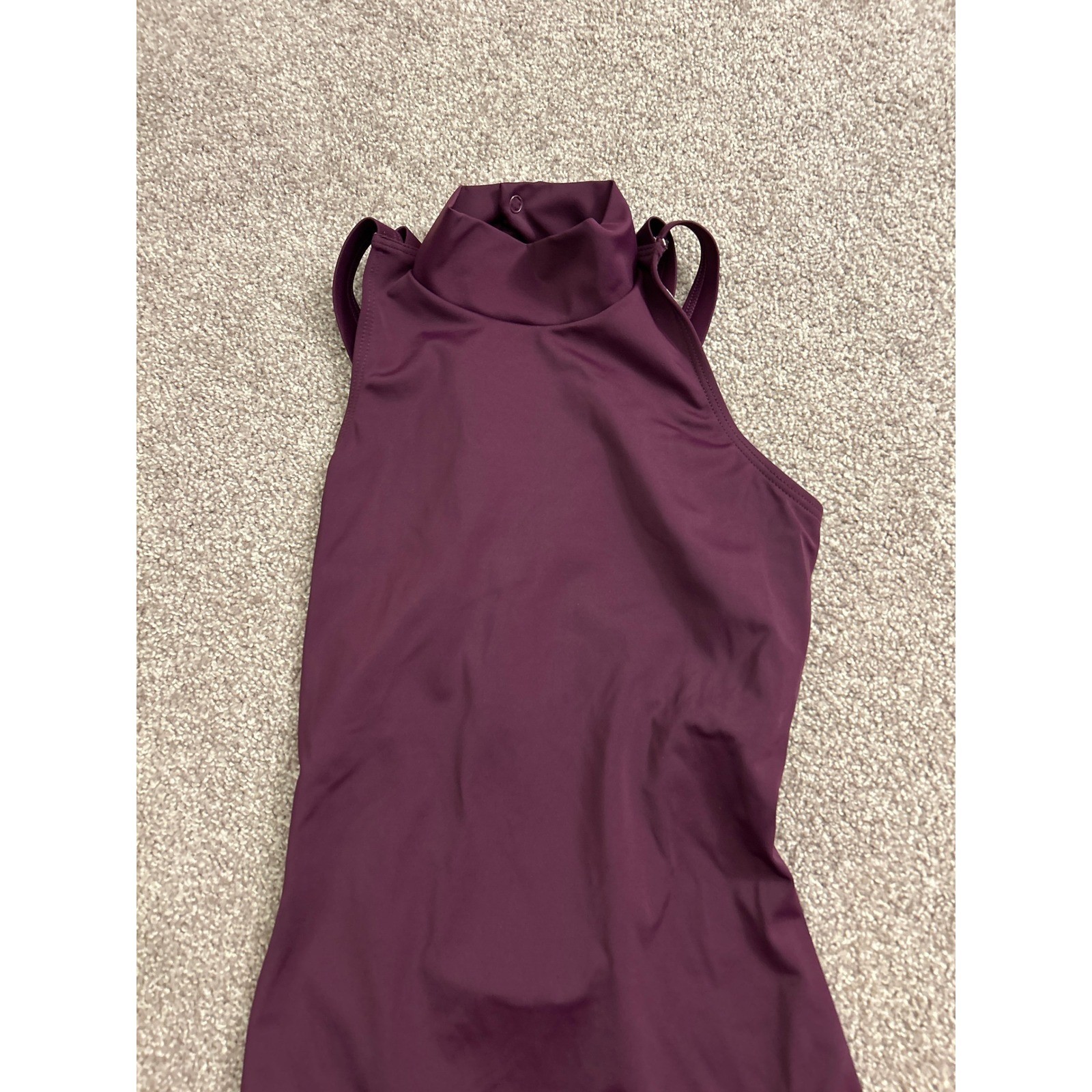 Balera Mock Neck Leotard Womens SA Plum Purple Excellent Strappy Back MT12081
