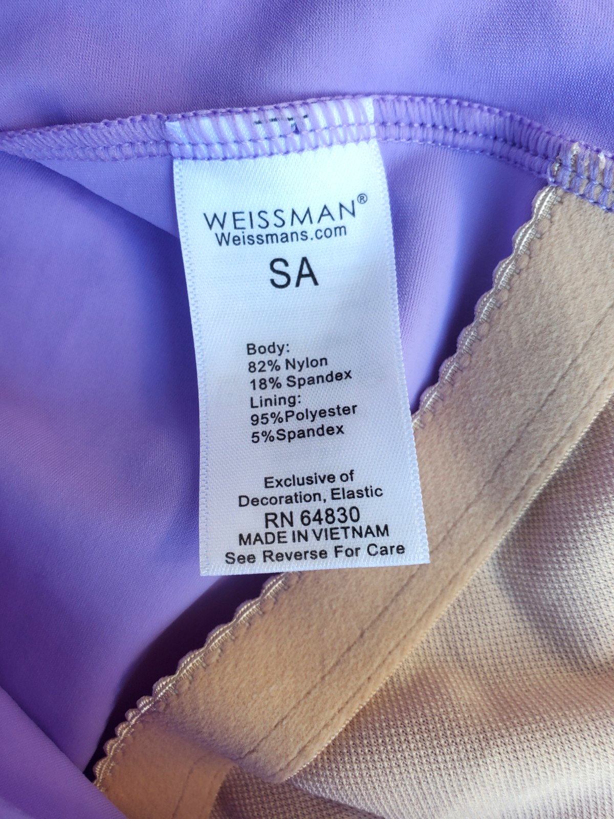 Weissman Tank Leotard / Bodysuit Purple SA Nylon Dance Gymnastics adjustable