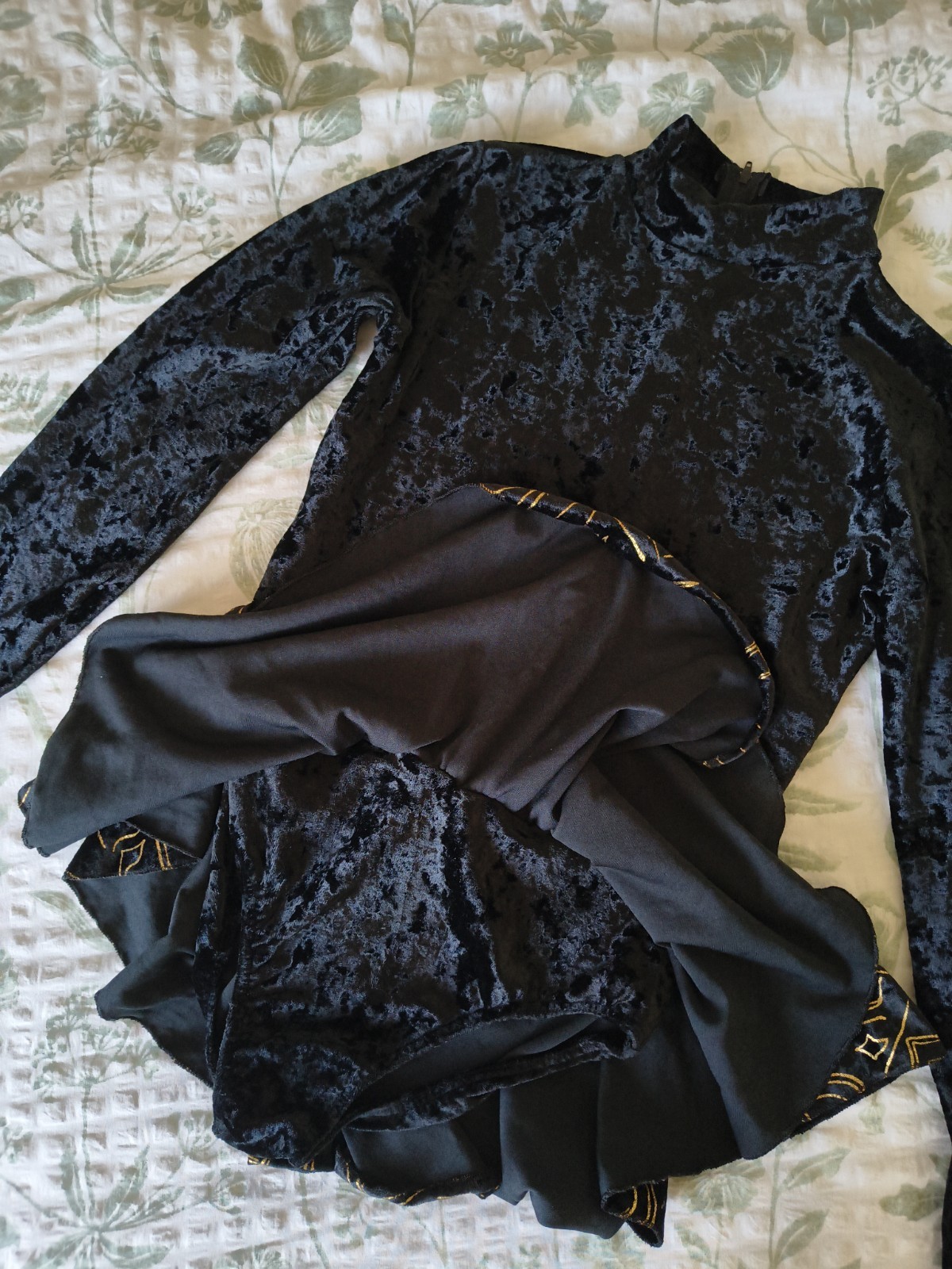 Vintage Bal-Togs Black Velvet Figure Skating Dance Dress Leotard M Made US