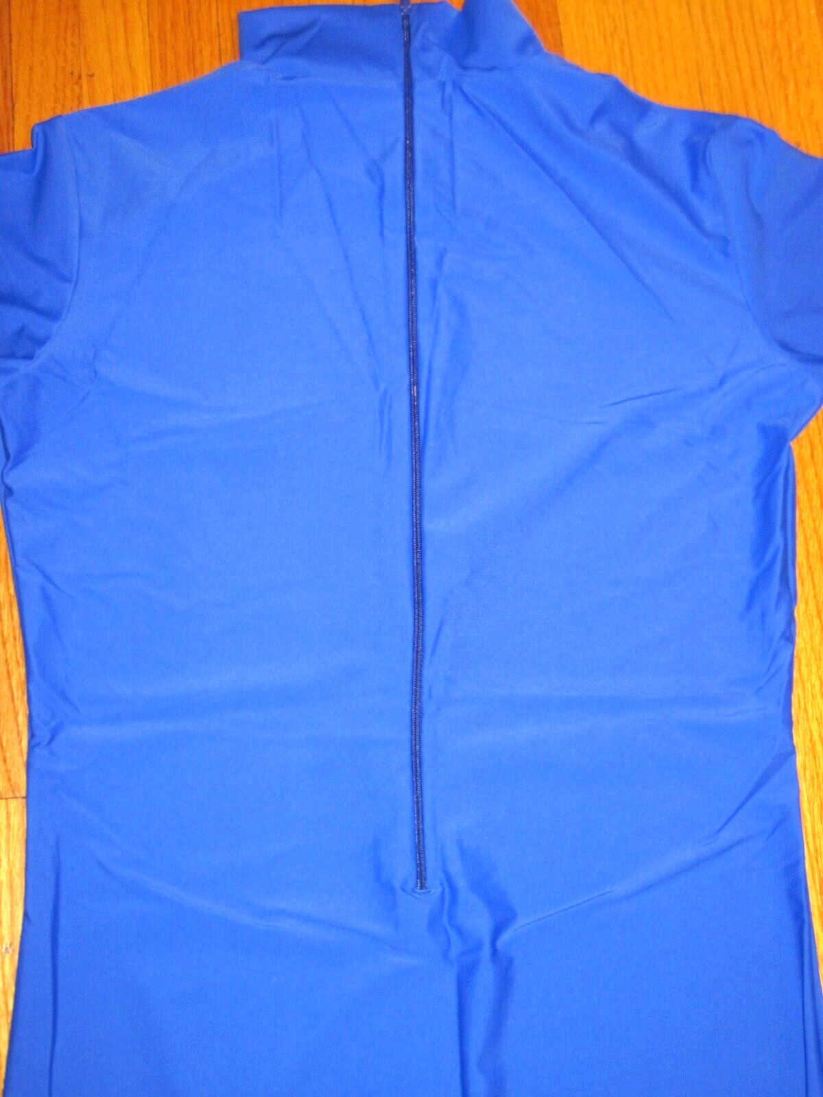 Plus Size Shiny Royal Long Sleeve T Neck Footed Unitard W/Hands Sz 3XL-18-20 New