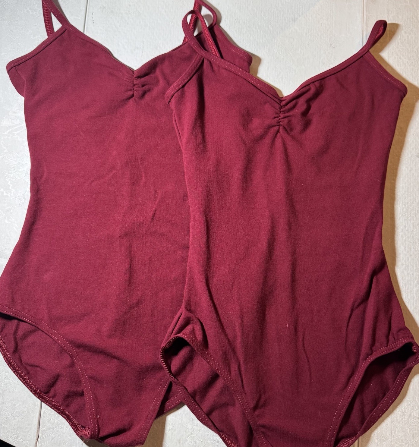 TWO Balera Dancewear 90% Cotton Burgundy Leotards Adult Size Small Womens Dance