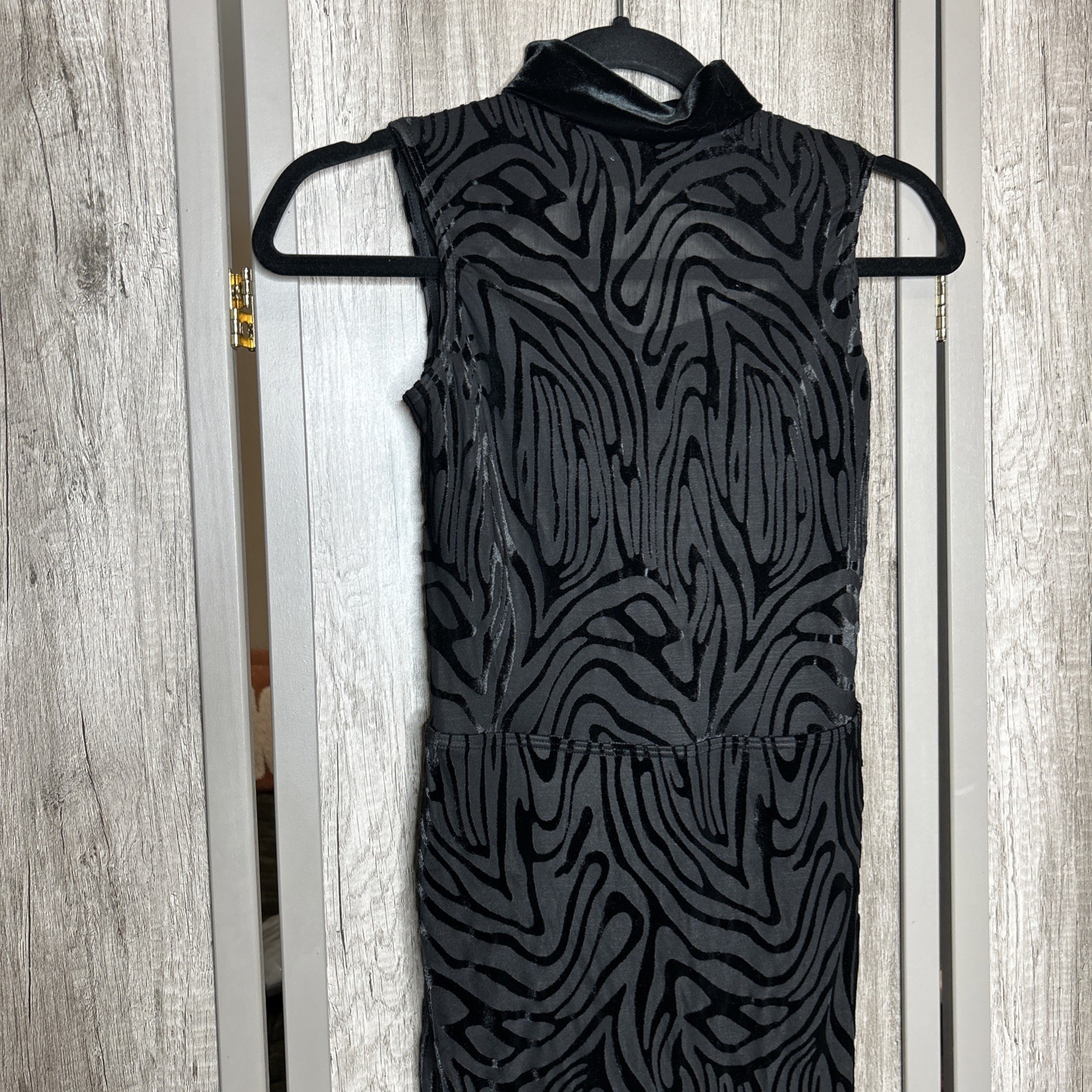 Weissman Unitard Women Size S Long Leggings Burnt Velvet Dance Costume Black