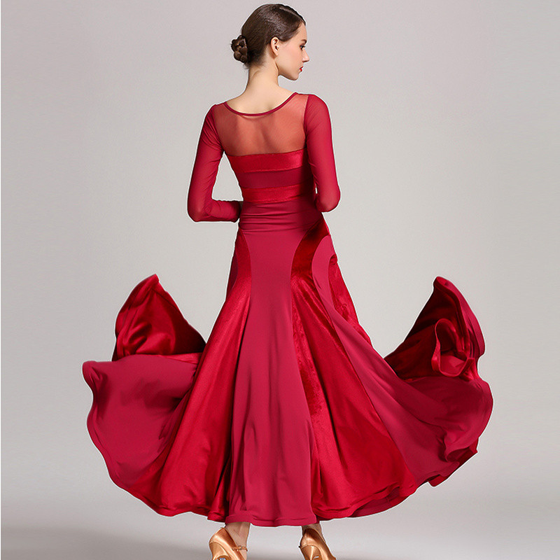 Elegant Ladies Velvet Swing Dance Dress Waltz Modern Tango Dancewear Ballroom