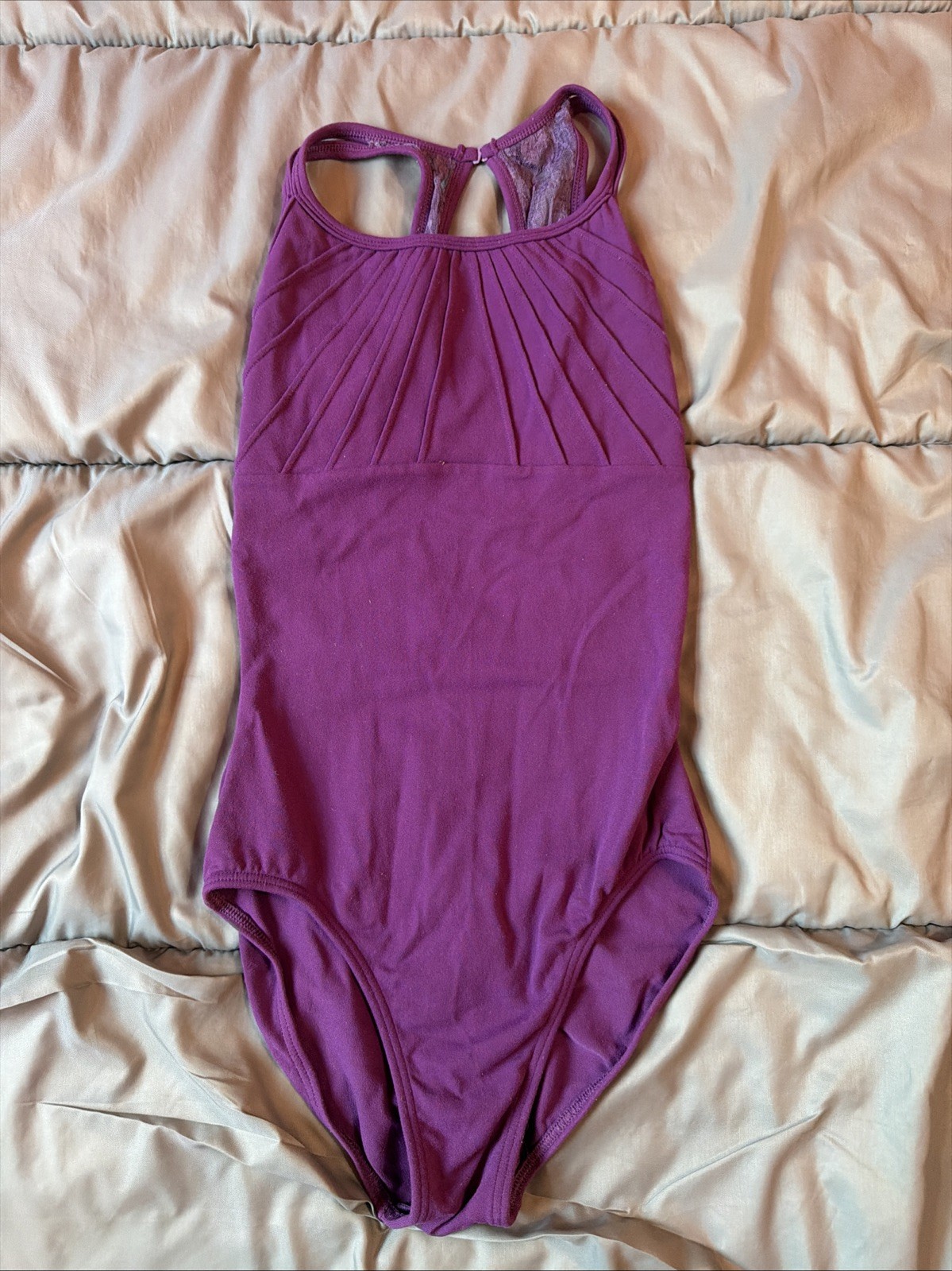 Vintage AK Dancewear Plum Leotard M Open Back Lace Made in Taiwan Ballet