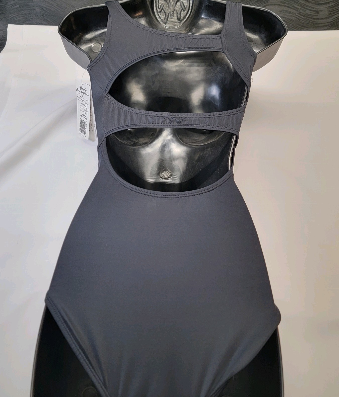 Body Wrappers Premier Collection Black Asymmetrical Leotard Scoop Neckline SZ SA