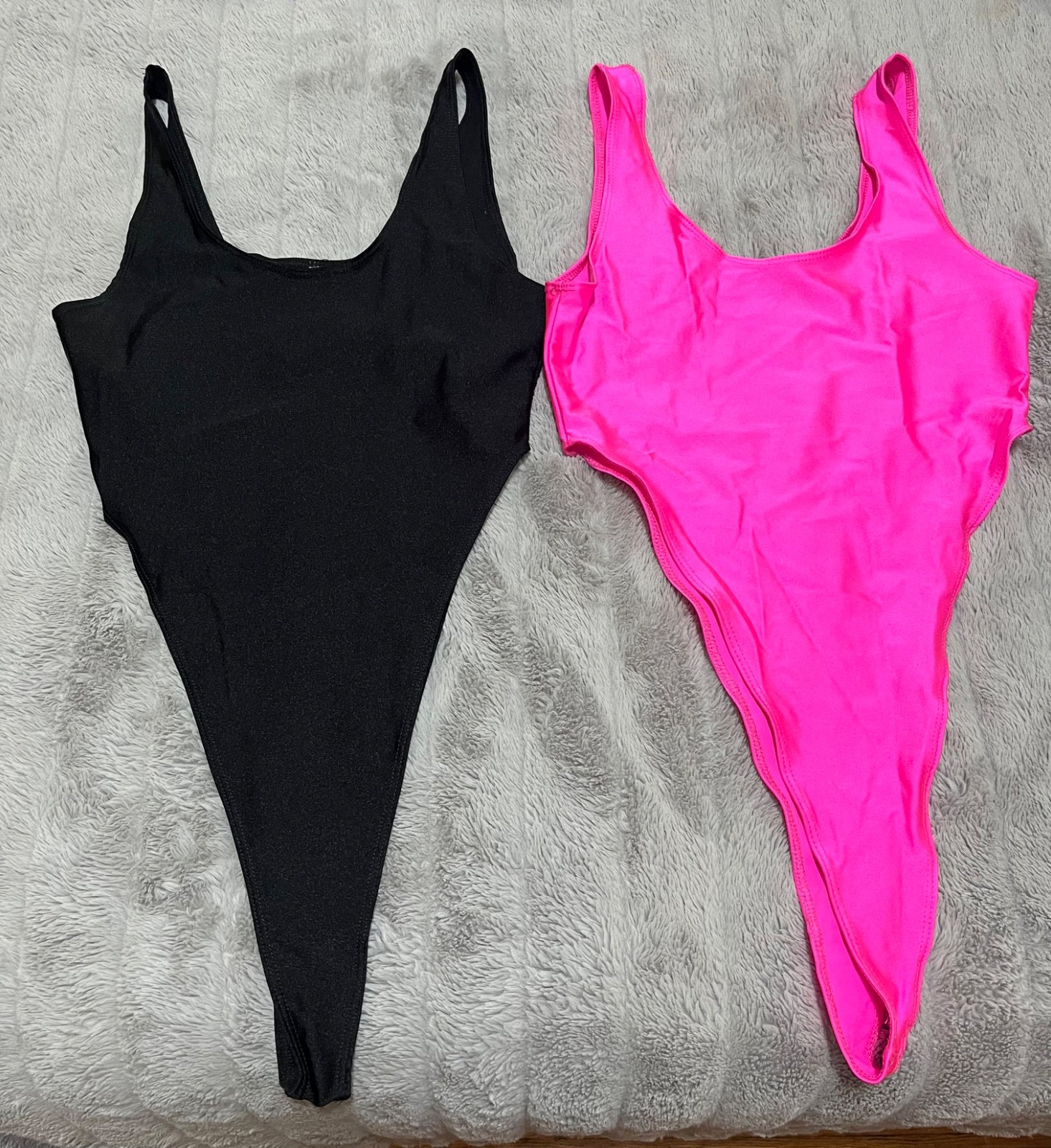 Black and Neon Pink High-Cut Leotards (Set of 2) – Size Small