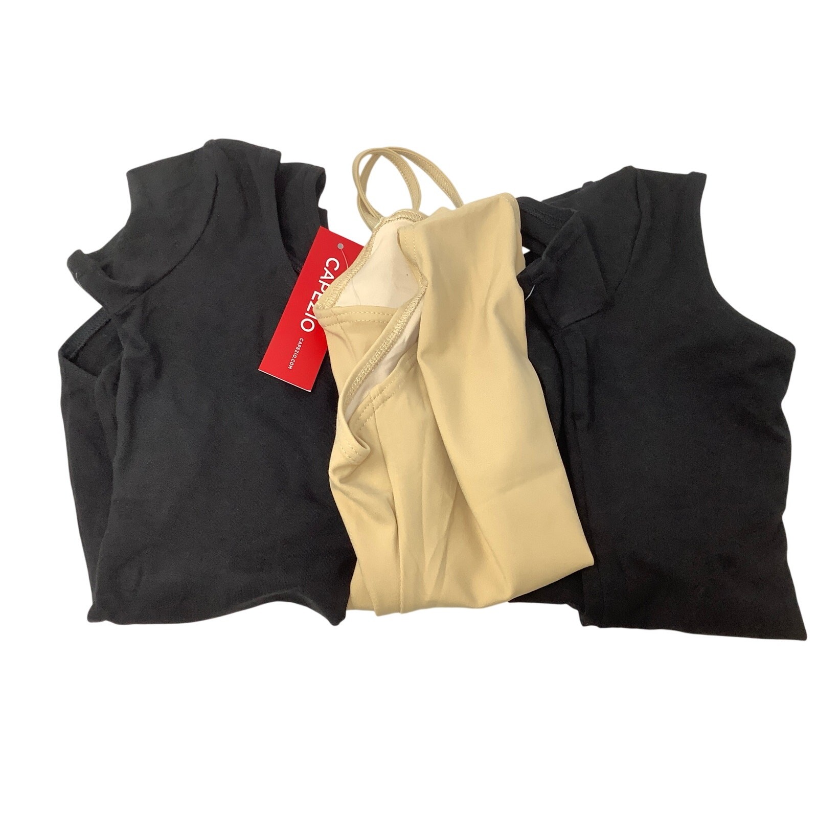 Lot of 3 Capezio Women XS Black Nude Cami Short Sleeve Balletcore Leotard B18-19
