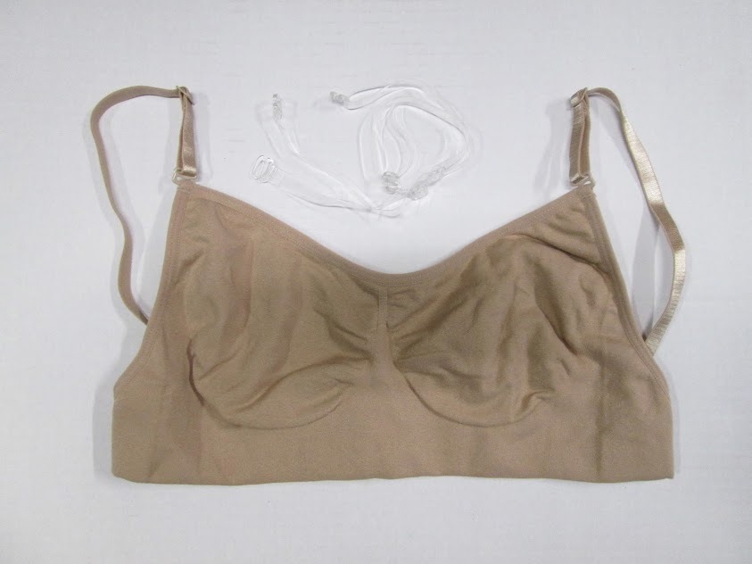Nude Dance Bra Clear Shoulder & Back Strap Size LC SA MA New Leotard Costume
