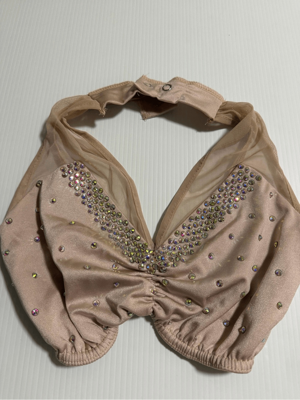 Kelle dance solo costume blush pink 2 piece rhinestone lyrical SA-Small adult