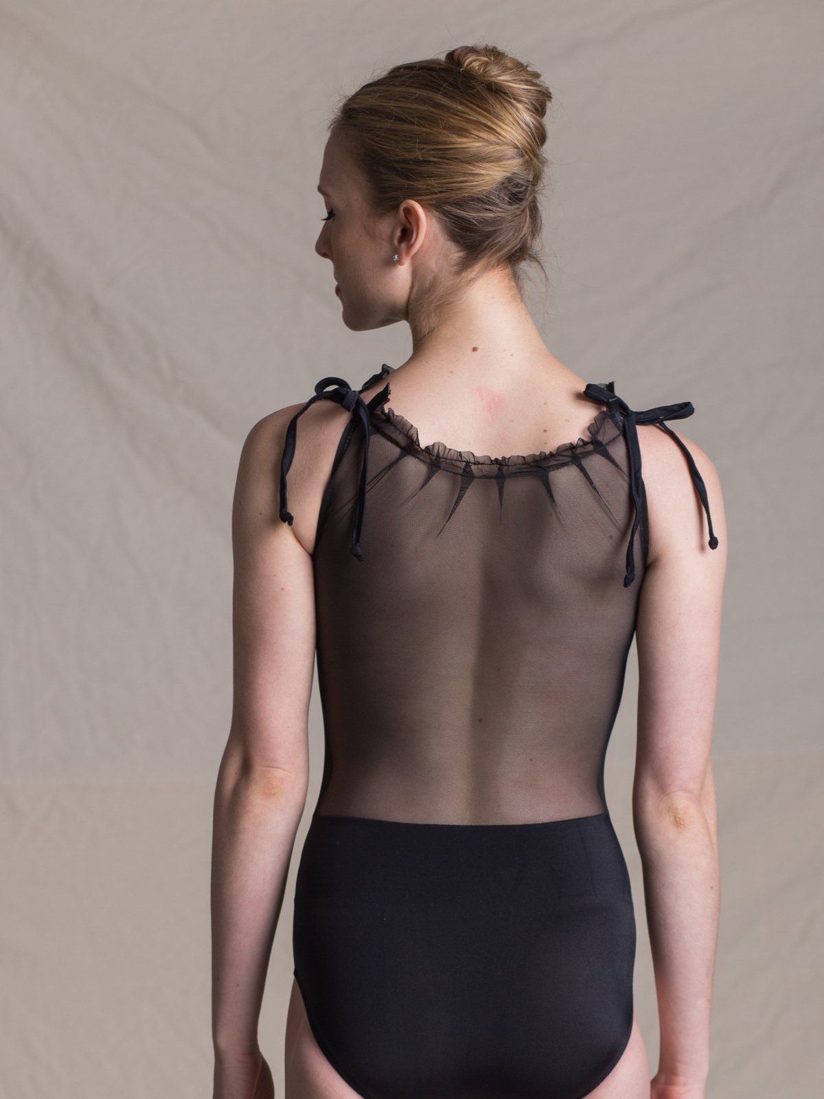 Sabrina Leotard – Bow Shoulder Mesh Leotard