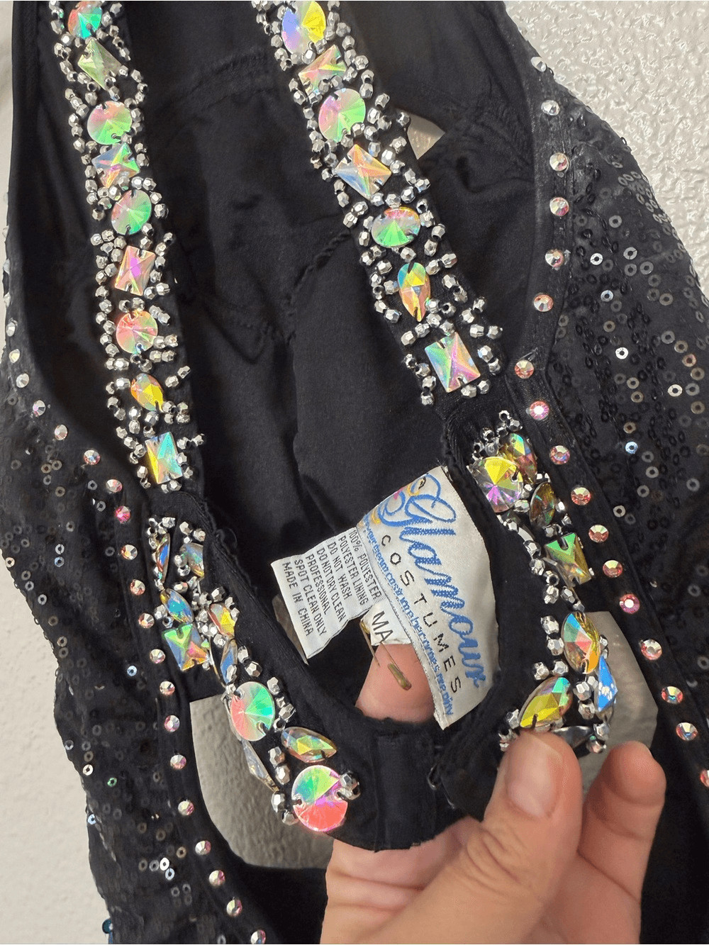 Glamour Solo Dance Costume Blue Black Embellish 5549 MA Adult Jazz Contemporary