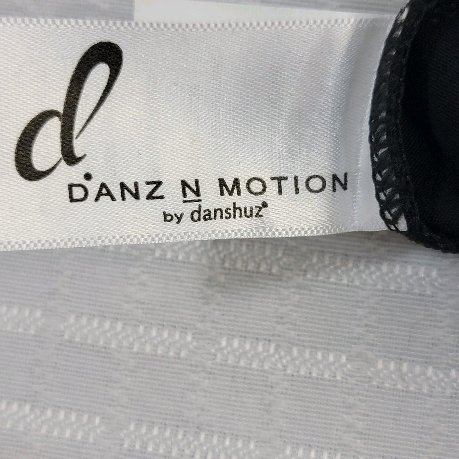 DanzNMotion Black Leotard Scoop Neck Empire Seam Open Back Vertical Straps SZ LA
