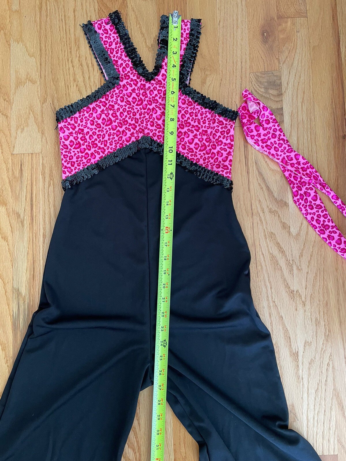 VTG Curtain Call Costumes Child-XL Leopard Hot Pink & Black Unitard Performance