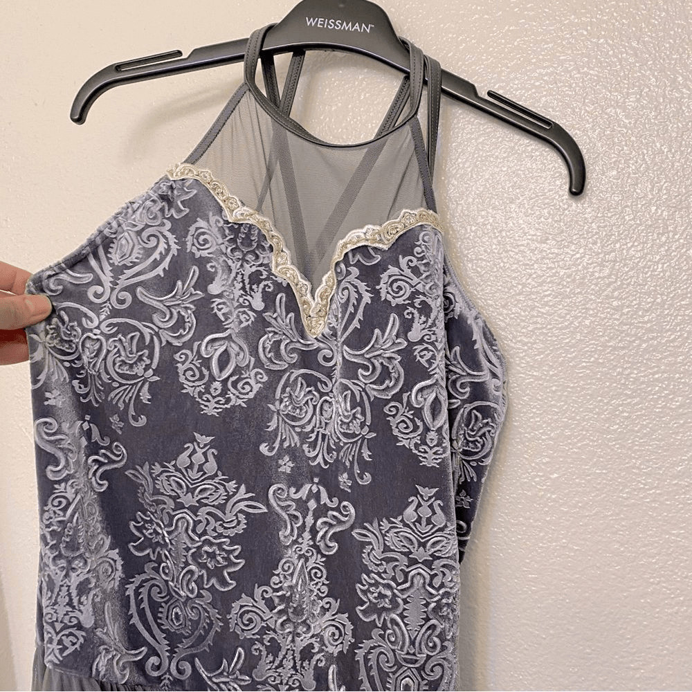 WEISSMAN Dance Costume gray leotard dress SANDPAPER BALLET 11460 Child XLC