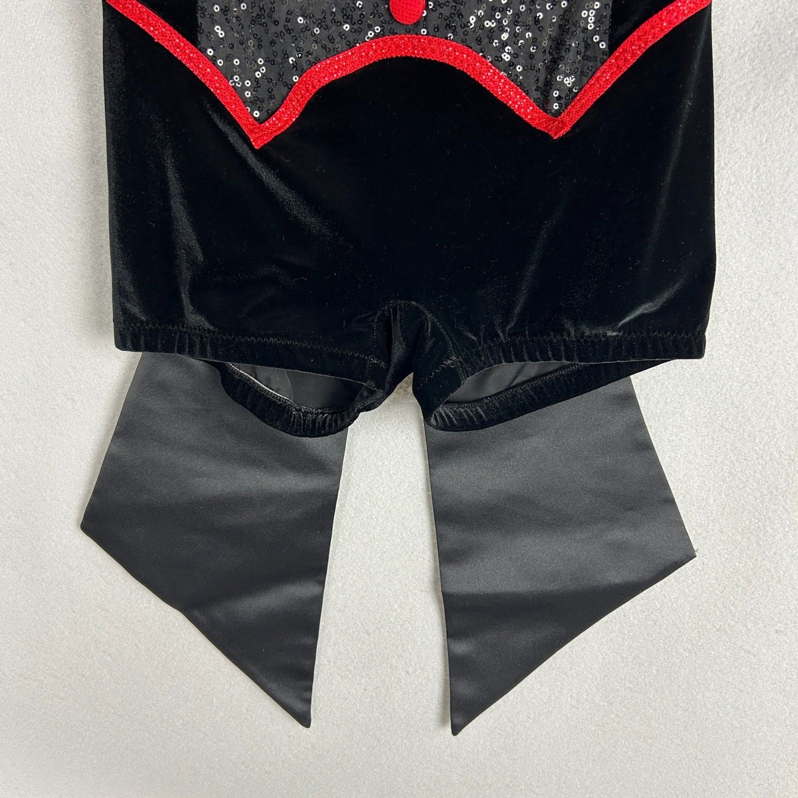 Mara Jazz Dance Leotard Adult Small Black Red Sequin Vest Circus Stage Costume
