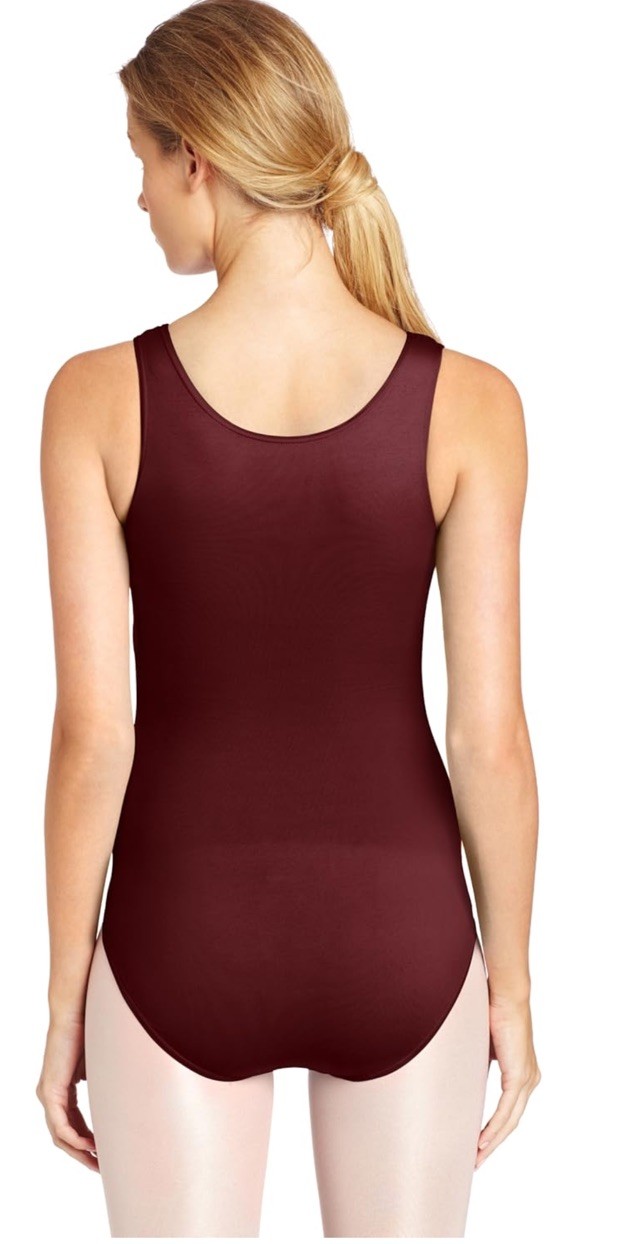 Capezio Women’s High-Neck Tank Leotard With Ballet Leg Line, Burgundy, Medium