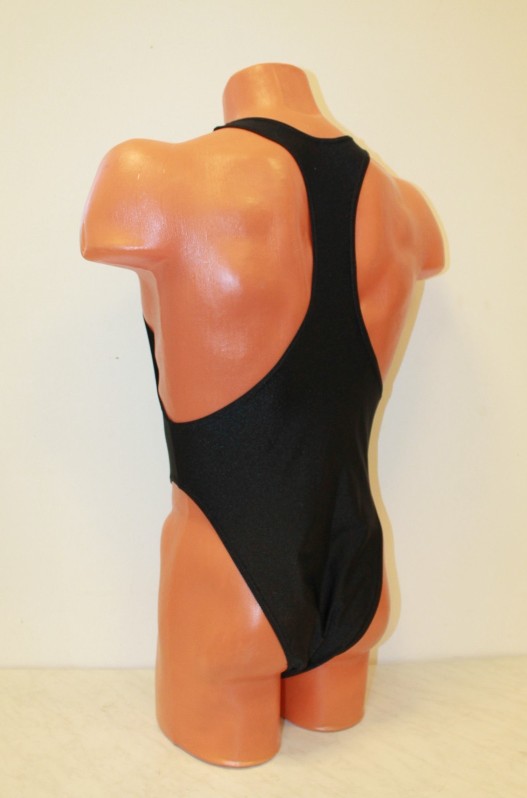 Men Leotard 152-05 Racerback Bottom Half Closed Black Spandex Size M