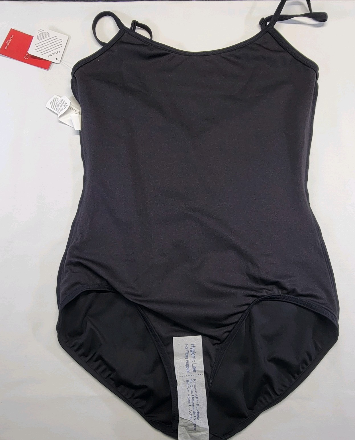 Capezio Camisole Leotard with Adjustable Straps Black Scoop Front V-back SZ XLA