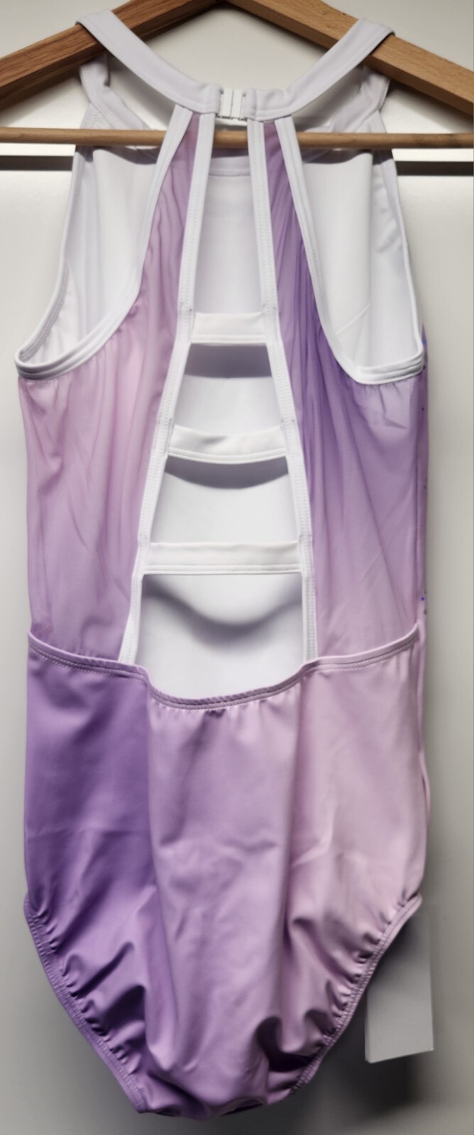 Sylvia P Sleeveless Gymnastics Leotard Lavender Purple Ombre Sequins AGA Adult S