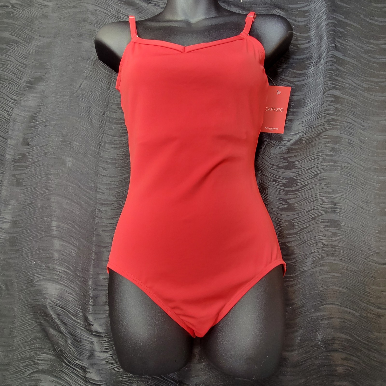 Capezio Red Camisole Leotard V-neck Front/Back Adjustable Strap Ballet Leg SZ LA