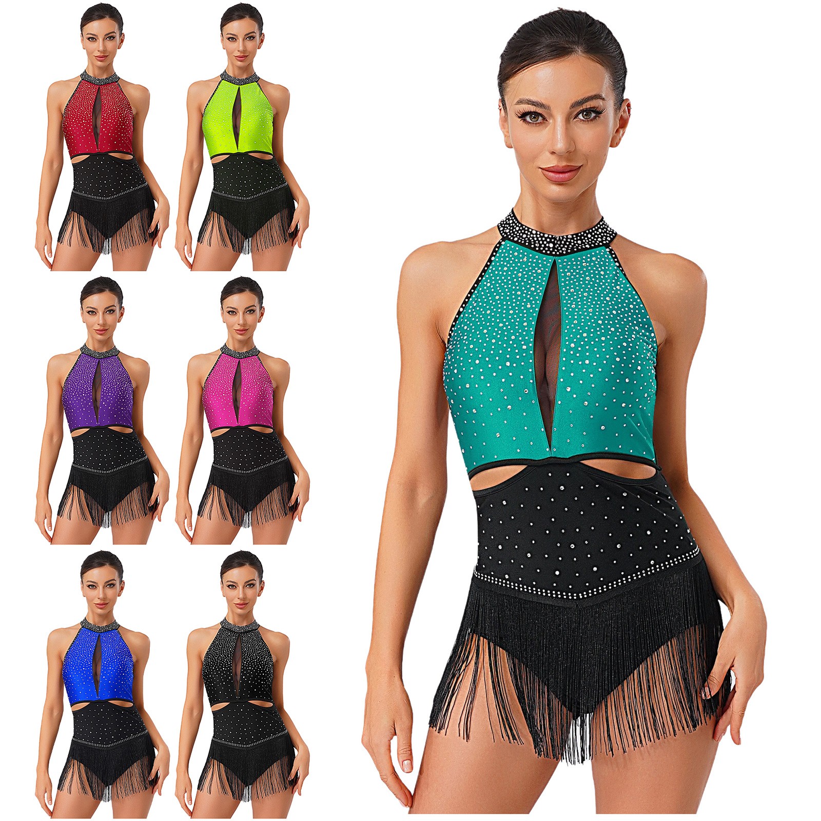 US Womens Bodysuit Sleeveless Dancewear Nightclub Dress Party Jazz Performance