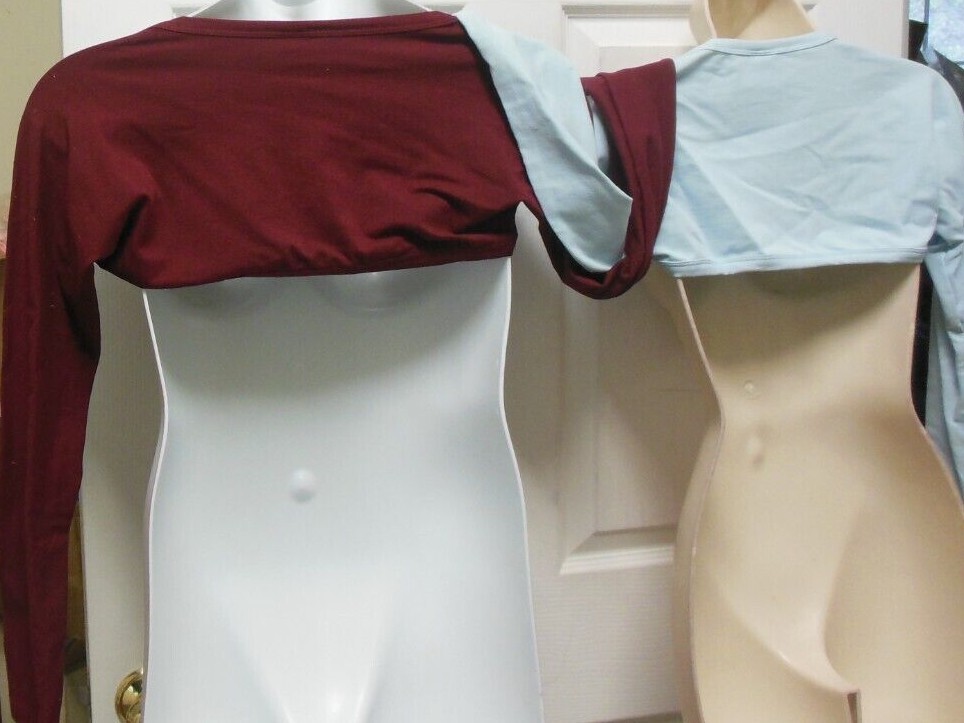 Body Wrappers 7200 Cotton Spandex shrug 2 colors Ladies LG/XL lt.Bl Wine