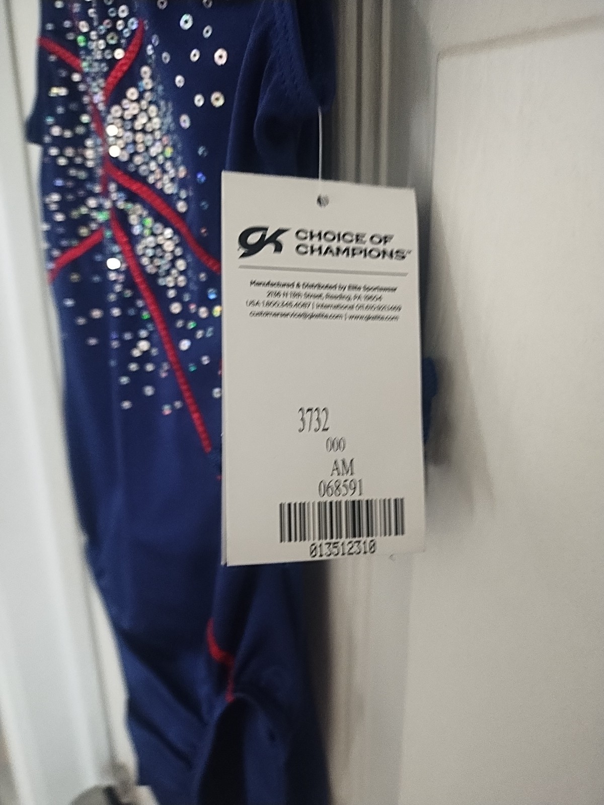 Choice Of Champions Navy Blue Red Silver Georgia Sequin Leotard Women’s Size AM