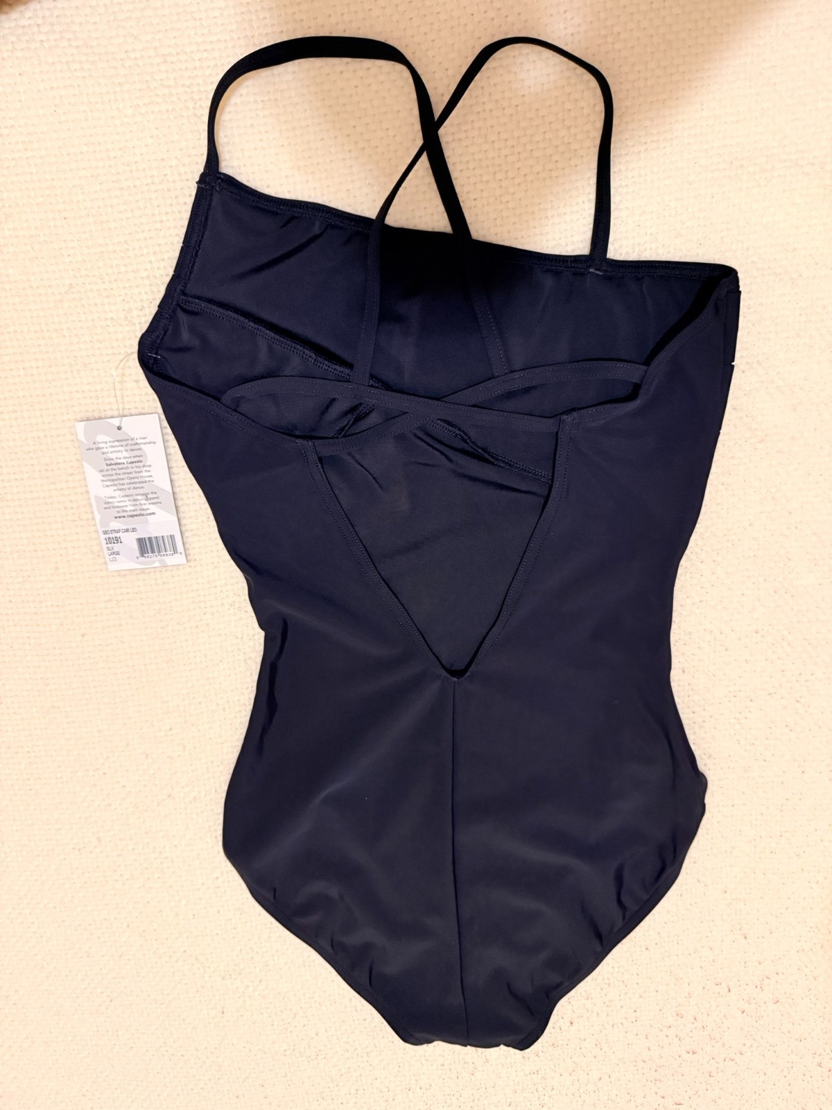 Capezio Ladies Geo Strap Cami Leo, Black, Large L13