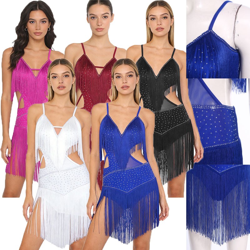 Womens Dress Swing Bodysuit Waltz Dancewear Competition Latin Party Dance Sling