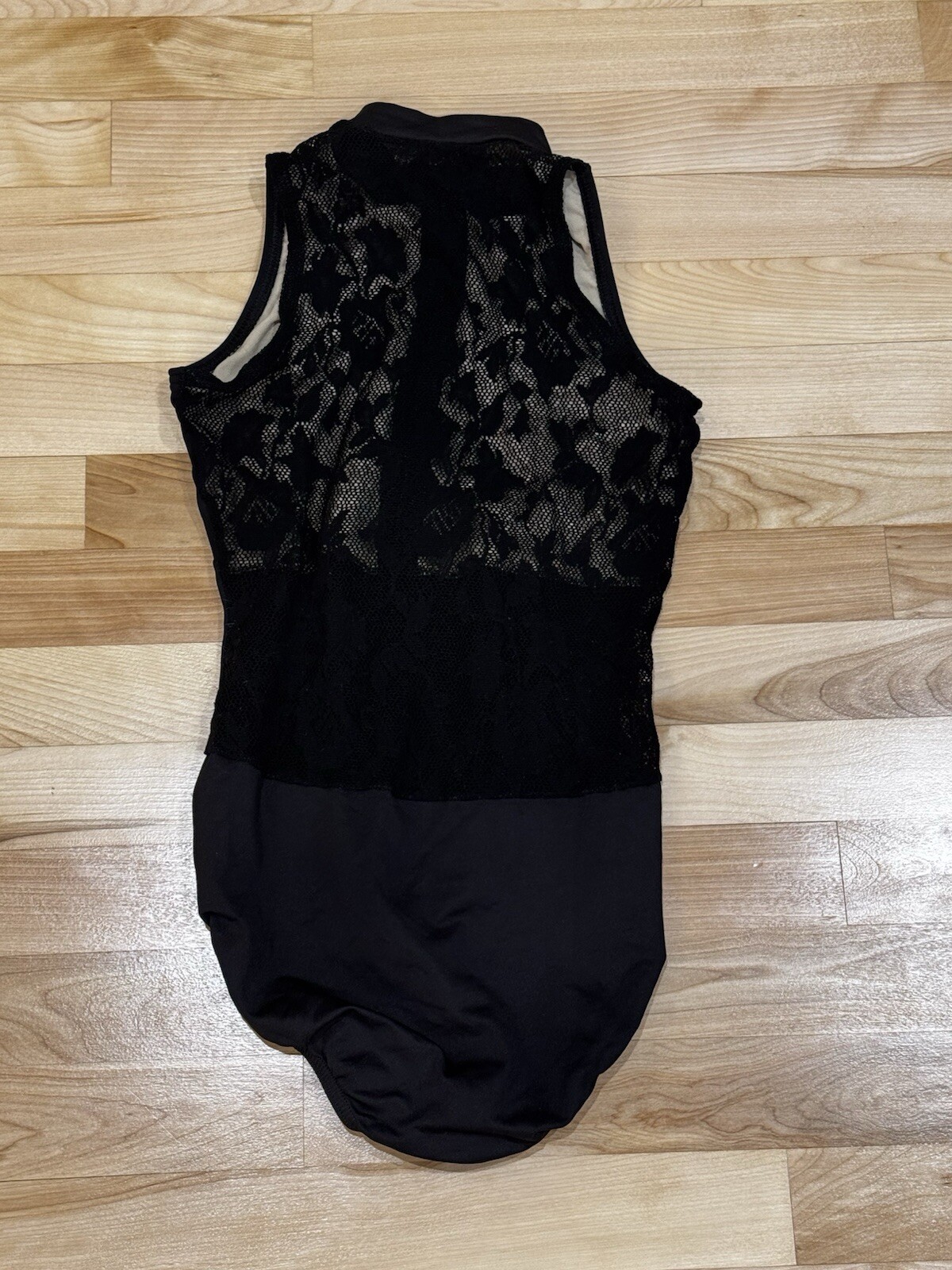 Natalie Dance Wear Black Ballet Leotard Women’s Medium, Lace, Zip & Sleeveless