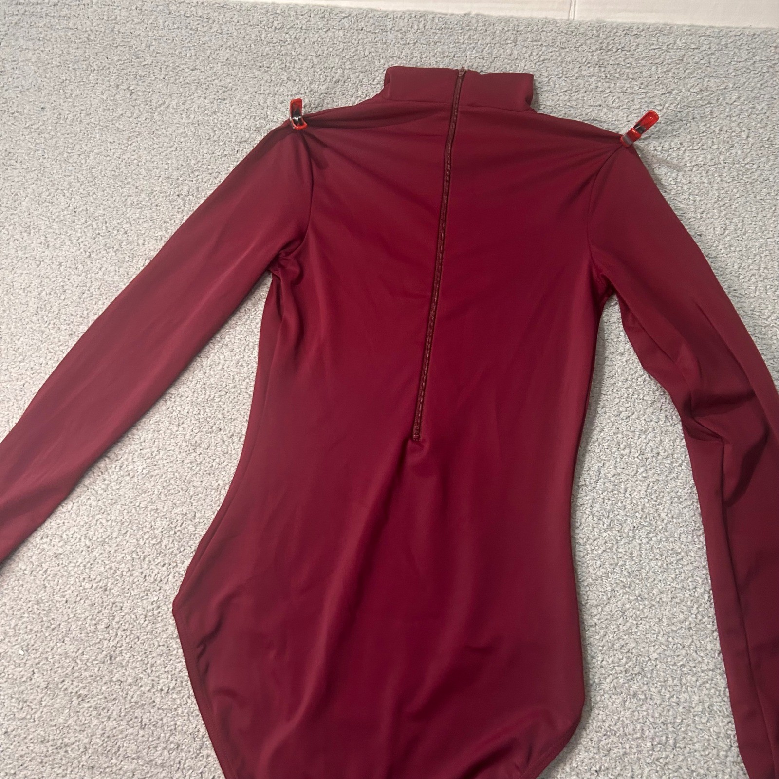 Weissman Dance Leotard Mock Neck MA Burgundy Balletcore Contemporary Minimalist