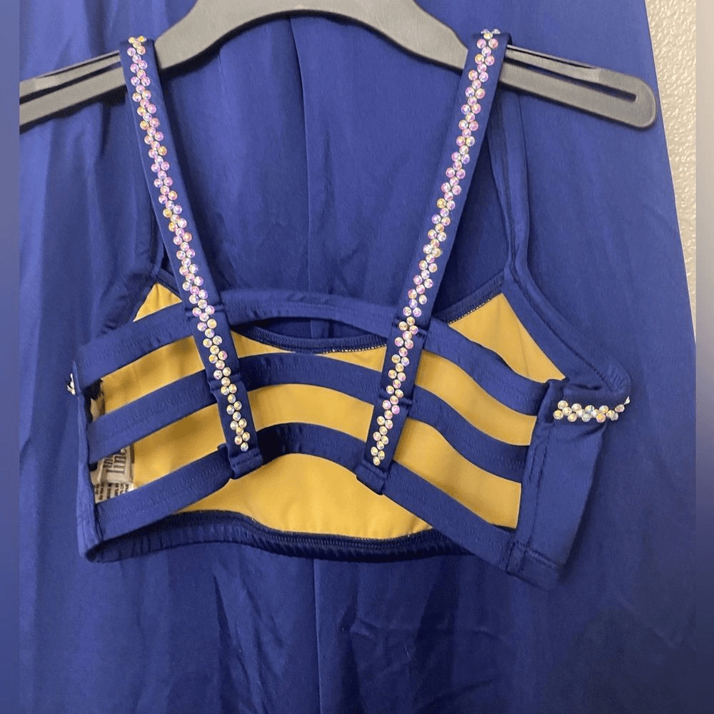 The Line up solo dance costume 2 piece navy blue Wide Leg Contemporary MA adult