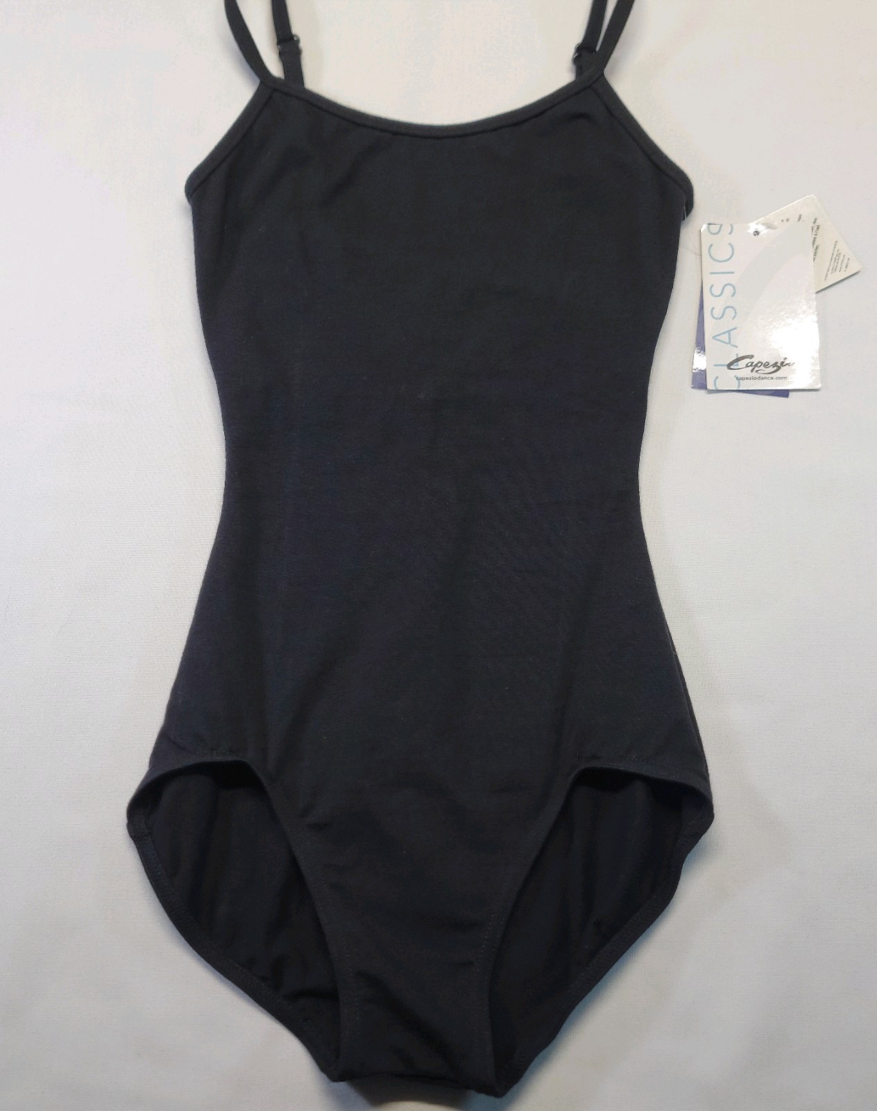 Capezio Cami Leotard with Adjustable Straps Black Scoop Front V-back SZ. XS-Tall