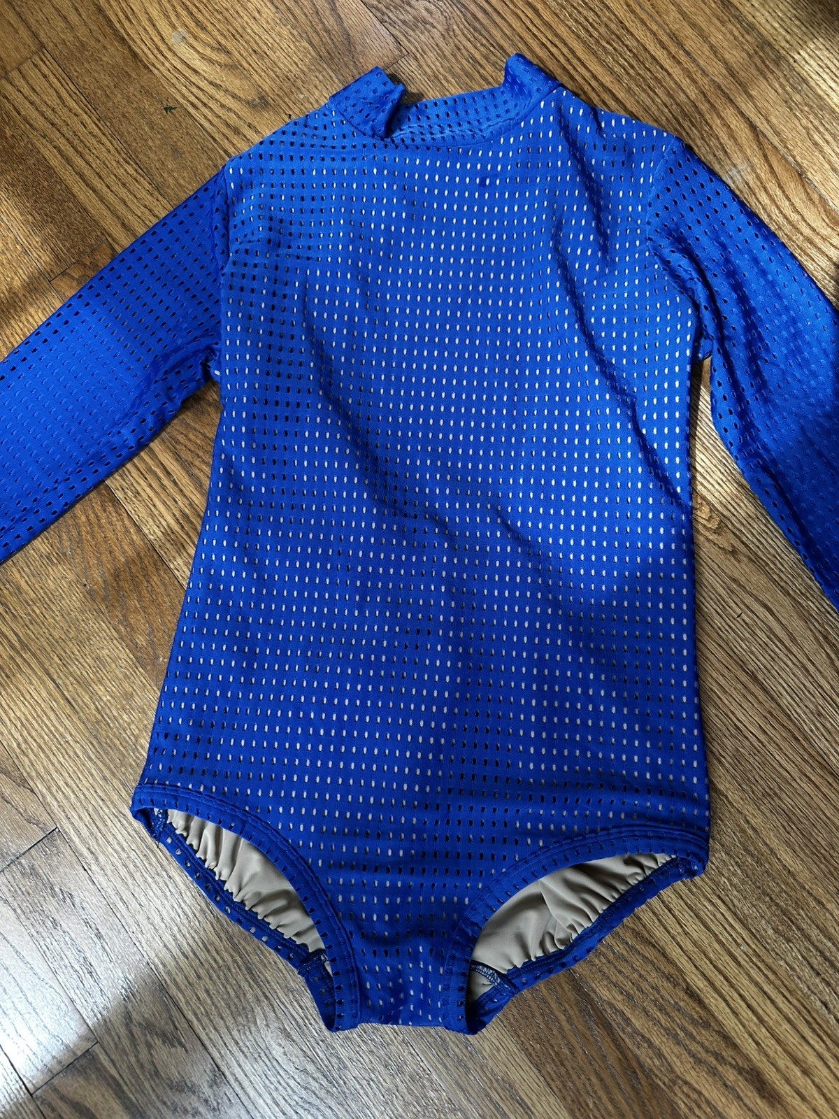 Adult L LA Dance Leotard Costume ROYAL BLUE Mesh FIVE DANCEWEAR Fully Lined