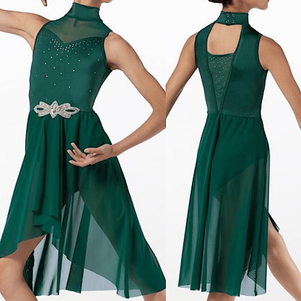 Weissman Dance costume Green rhinestone jeweled Scars To Your Beautiful 14147 SA