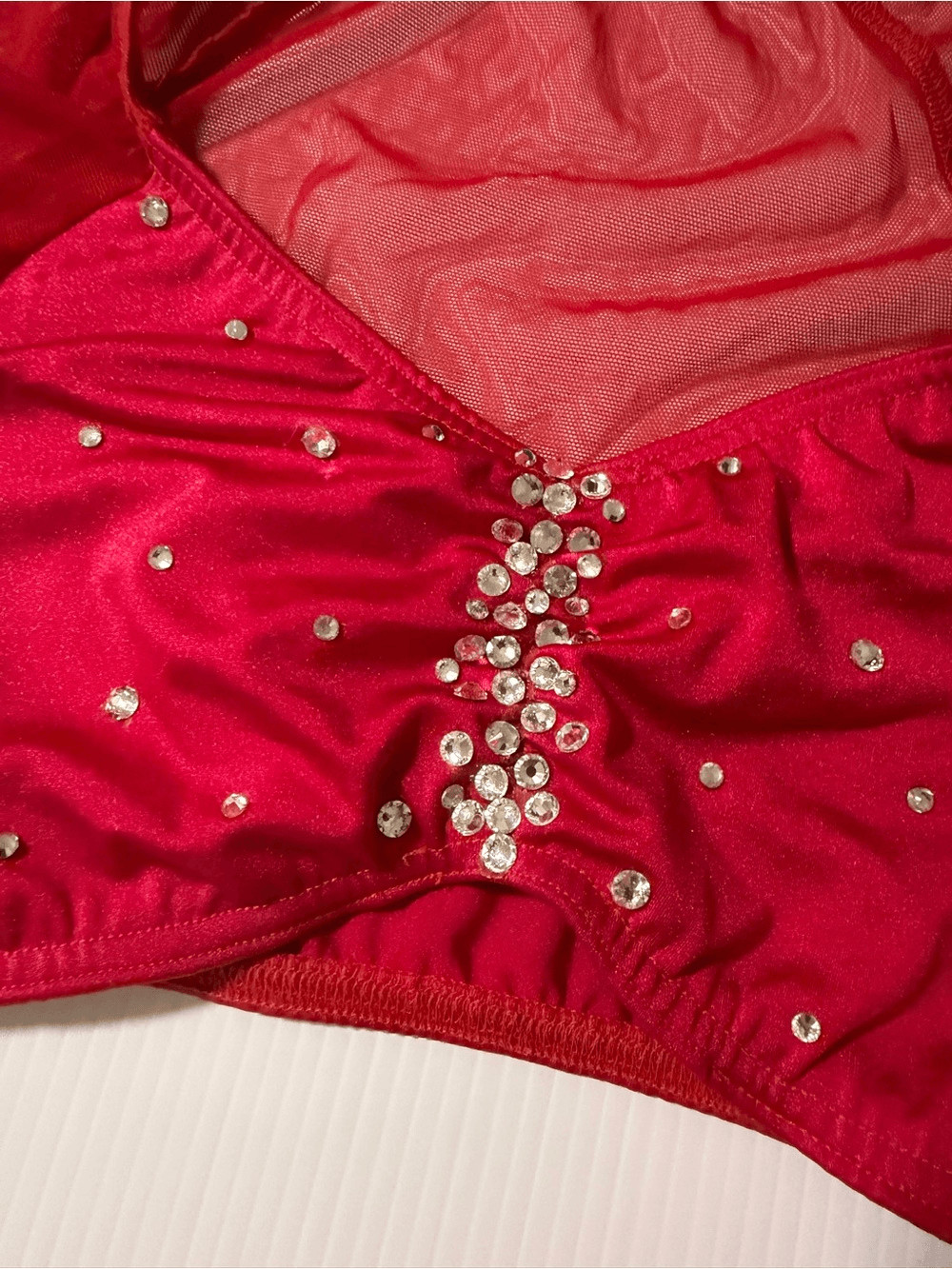 Kelle red top En Vogue Dance Costume custom rhinestone solo 2796 adult SA