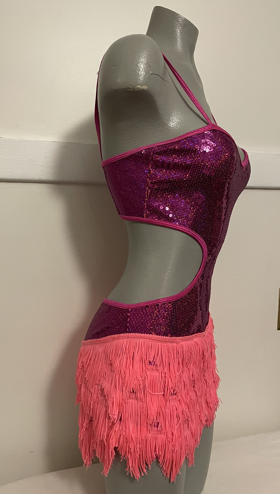 MARCIA ACTIVE WEAR Dance, Skating Adult Size Small Bodysuit Sequins & Fringe