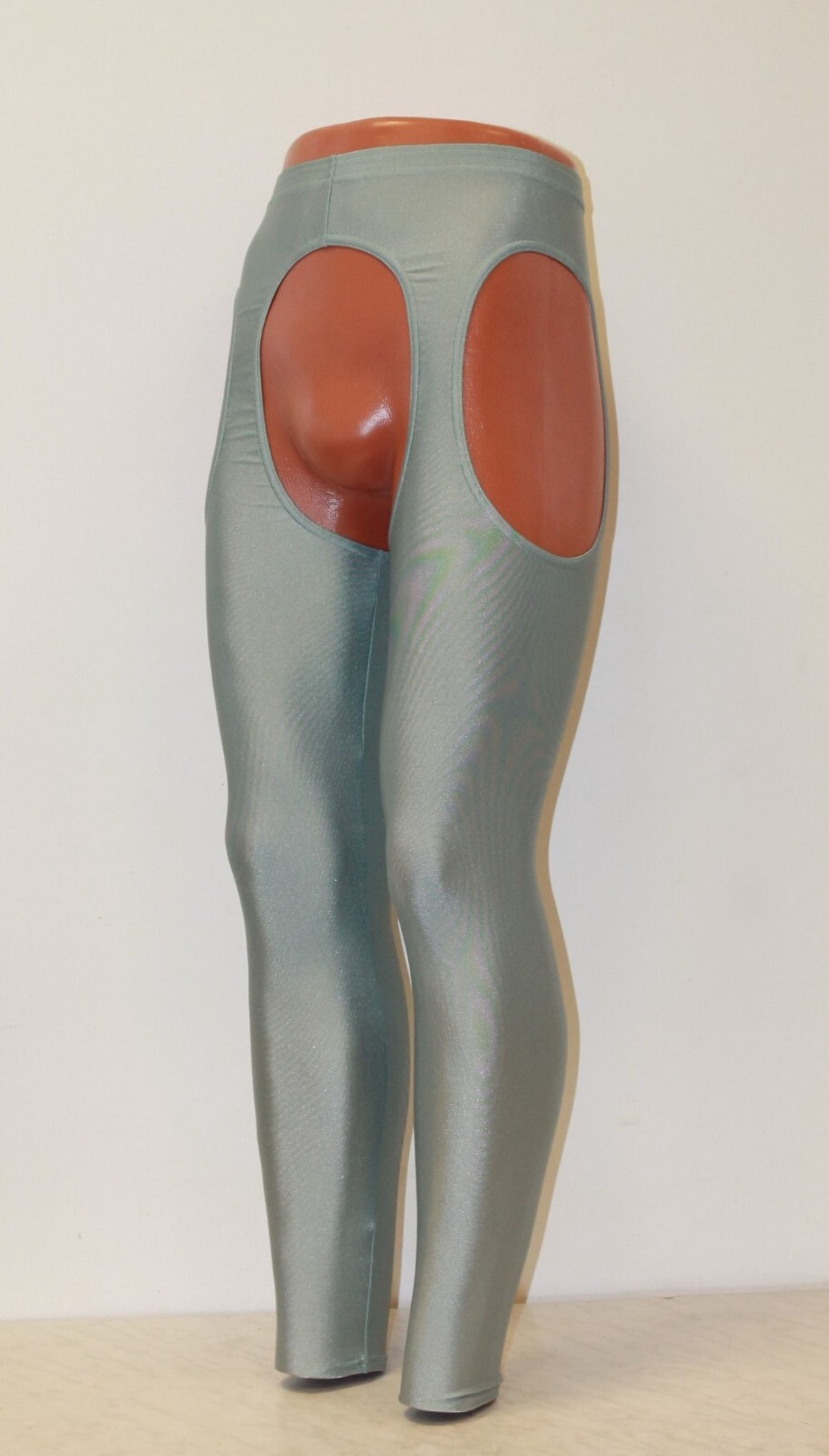 Men Leggings 506-56 Hole Thighs Hole Crotch Gray Spandex Size L