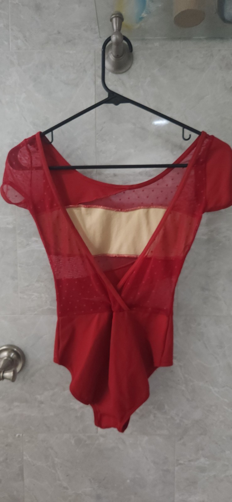 K.H Martin Brand Red Jr/Petite Adult Cap Sleeve Leotard With Lace Details